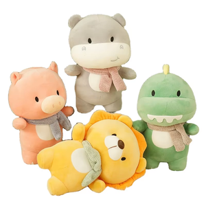 Venta al por mayor de juguetes de peluche de animales del bosque personalizados tela suave León hipopótamo dinosaurio Piggy <span class=keywords><strong>mascota</strong></span> para aliviar el estrés regalos PP algodón - Product Image 1