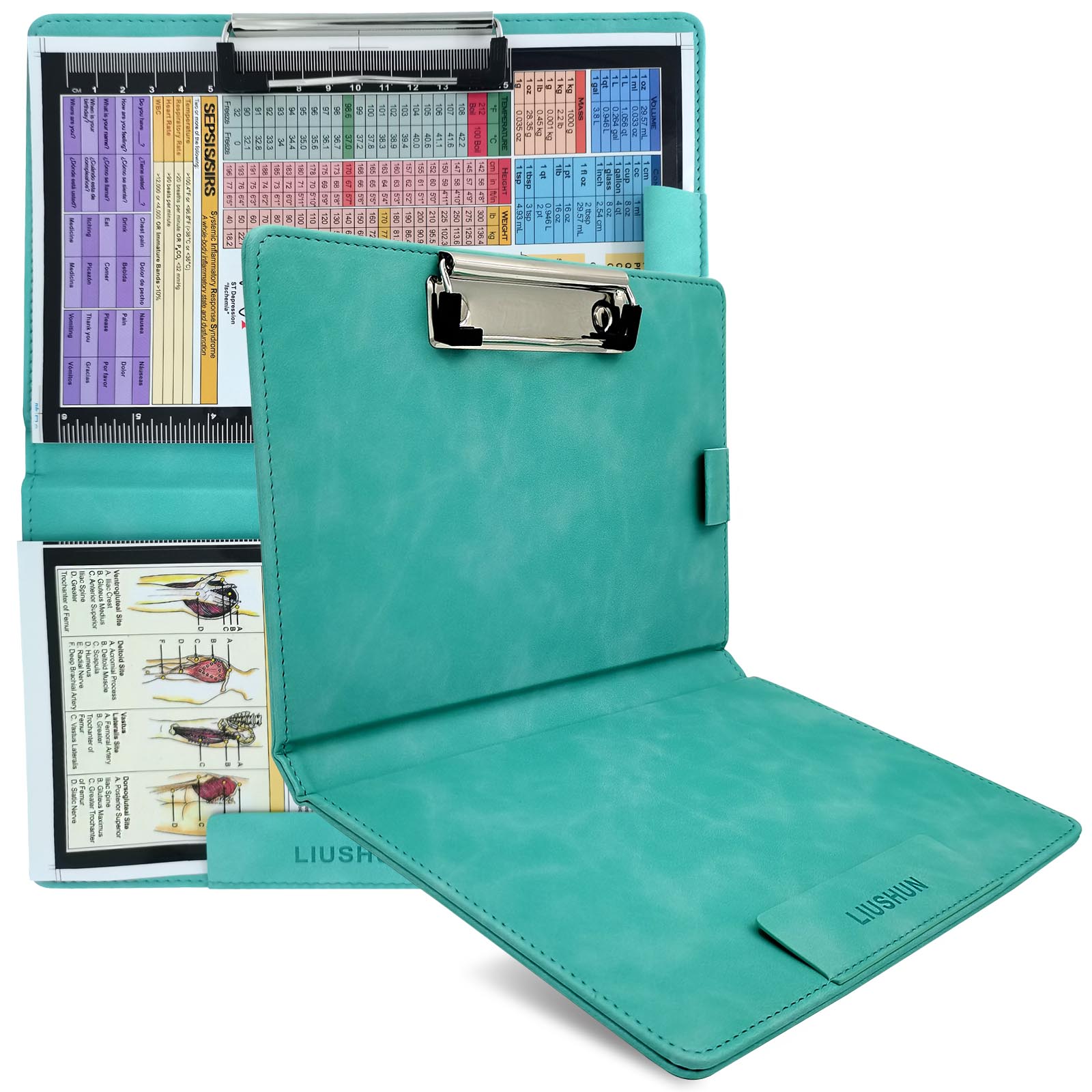 Складные панели из переработанной кожи для ухода, оптовая продажа, складные панели из искусственной кожи с клипсой для врачей, студентов