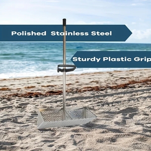 Tamis <span class=keywords><strong>à</strong></span> sable pliable en acier inoxydable, fournitures de plage, pelle en métal anti-corrosion - Product Image 6