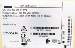 Plc 202-045-T4-CV1 175G5226 <span class=keywords><strong>3</strong></span> 45kW 85A VLT Soft Starter Pengontrol Pemrograman - Product Image 3