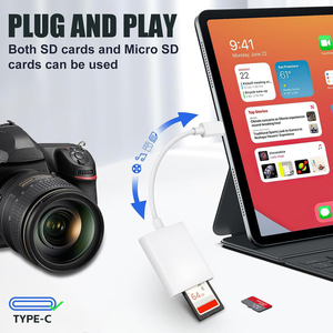 2 khe cắm USB C SD TF bên ngoài đầu đọc thẻ Trail máy ảnh người xem Cắm và chơi Loại C Bộ chuyển đổi thẻ nhớ - Product Image 4