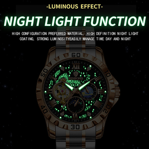 Reloj mecánico automático genuino para hombre BINBOND, reloj de acero inoxidable, luminoso, impermeable, informal, de moda. - Product Image 5