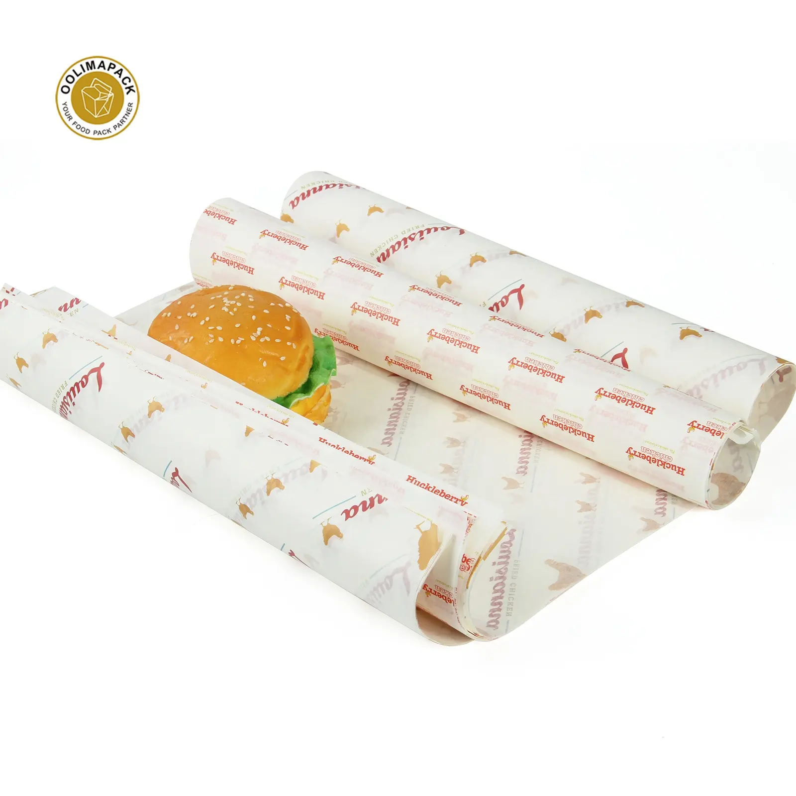 खाद्य ग्रेड लच्छेदार कागज बर्गर लपेटें Greaseproof फास्ट फूड सैंडविच पैकेजिंग