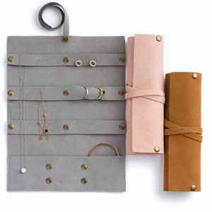 Foldable Embossed Microfiber Jewelry <b>Pouch</b> & Case for <b>Men</b> Women Portable Travel Jewelry Box 1.4mm Thick Material Promotional Use - Product Image 2