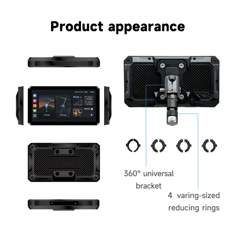 Motorrad wasserdicht doppelte HD Aufzeichnung Dash Cam CarPlay Navigation IPS-Touchscreen Android Auto Motorrad Dvr mit TPMS