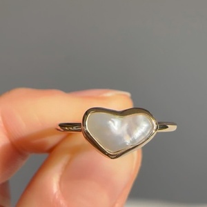 <b>925</b> Sterling <b>Silver</b> Women's Heart Gemstone <b>Ring</b> with Natural Stone and South Sea Mabe Pearl Stackable Design - Product Image 6