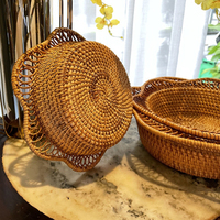 Panier en rotin fait main en forme de fleur du Vietnam, plateau de service en osier pour fruits, pain, desserts, décoration de la maison et de la cuisine