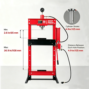 Presse hydraulique professionnelle 30T à cadre en H avec manomètre, presse à roulements robuste pour la réparation automobile industrielle - Product Image 1