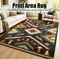 Tapis Bohème Anti-Taches pour Salon à Fort Trafic avec Dos Antidérapant, Tapis en Polyester Adapté aux Animaux Domestiques