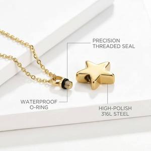 Stervormige roestvrijstalen urn ketting voor as, discrete verborgen ascompartiment, waterdichte O-ring schroefdraad afdichting, huisdier gedenkteken - Product Image 5