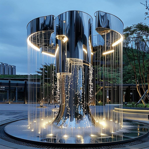 Metallo esterno moderno metallo arte <span class=keywords><strong>fontana</strong></span> in acciaio inox statua <span class=keywords><strong>fontana</strong></span> di acqua per giardino piscina - Product Image 1