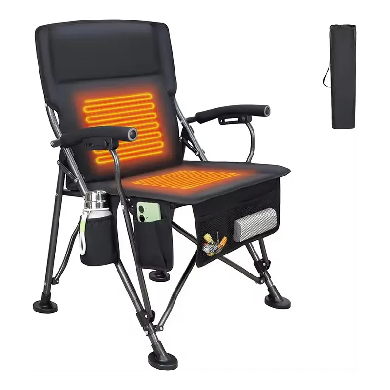 2024 New Wholesale Usb Rechargeable Folding Armchair Aluminum Alloy Outdoor Heated Camping Chair