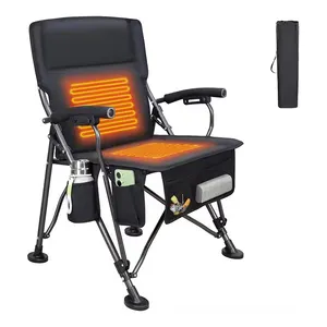 2024 새로운 도매 USB 충전식 접이식 안락 의자 알루미늄 합금 야외 온열 캠핑 의자