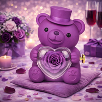 Boîte cadeau artisanale en forme d'ours avec fleurs roses, design surprise rotatif pour filles, pour Noël, la fête des mères, Thanksgiving, la Saint-Valentin