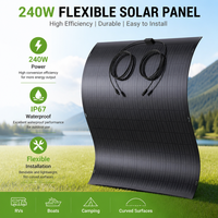 Module Solaire Monocristallin Flexible Haute Efficacité 240W avec Boîtier de Jonction IP67, 2 Diodes, Large Plage de Température -40 à 85°C pour VR, Van, Camping, Réseau