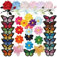 Offre Spéciale coloré papillon fleur conception patchs de broderie personnalisés vêtements tissu étiquette vêtement tissé Patch de broderie