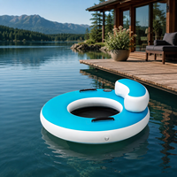 Hamac aquatique gonflable Flamingo pour parc aquatique, en PVC Drop Stitch avec maille, pour lac et océan, détente, 112x112x15 cm, bleu, 400 Lbs. 12