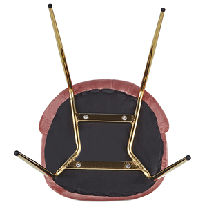 2 <span class=keywords><strong>Sillas</strong></span> de <span class=keywords><strong>Comedor</strong></span> Modernas de Terciopelo Rosa con Patas Doradas y Respaldo Confortable - Product Image 6