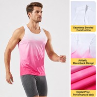Canotta da Corsa Senza Maniche con Stampa Logo Personalizzata e Colore Sfumato, Abbigliamento Sportivo Premium per Maratona e Palestra, Servizio OEM, Design Personalizzato