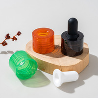 Colliers de bouchons compte-gouttes nervurés en PETG épaissi de 20 mm pour bouteilles d'huiles essentielles et cosmétiques avec bulbe en silicone