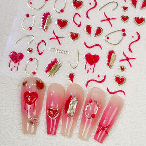 12 Piezas <span class=keywords><strong>de</strong></span> Pegatinas 3D para <span class=keywords><strong>Uñas</strong></span> con Diseño <span class=keywords><strong>de</strong></span> Labios Rojos/Amor, Calcomanías Autoadhesivas con Forma <span class=keywords><strong>de</strong></span> Corazón/Rosa/Listón para Decoración <span class=keywords><strong>de</strong></span> Bodas/Fiestas - Product Image 5