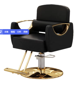 Sillón de Peluquería Hidráulico de Lujo en Dorado, Giratorio 360°, Resistente, Moderno, de Cuero, para Estilismo y Belleza - Product Image 5