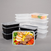 Boîte à lunch jetable en PP sans BPA, 500/650/750/1000 ml, compatible micro-ondes, pour plats à emporter chinois, préparation de repas, conteneur alimentaire à emporter avec couvercle