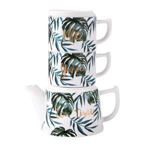 Pot en céramique Mère et Enfant, service à thé européen deux tasses et un pot, théière à fleurs avec filtre, ensemble de thé de l'après-midi empilable - Product Image 5