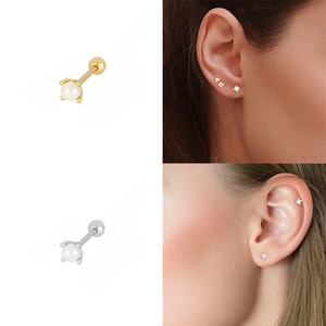 ROXI 2021 Custom Simplicity Single S925 Sterling Silver INS Simple Four-claw <b>Pearl</b> Pierced <b>Earrings</b> - Product Image 6