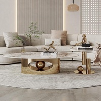 Table basse ovale moderne de designer italien Woerfu, luxe haut de gamme pour salon, style Normcore, réglable, en acier inoxydable et ardoise