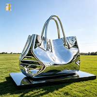 Escultura de Bolsa de Acero Inoxidable Grande de Lujo RELONG, Personalizada para Decoración de Exteriores y Centros Comerciales