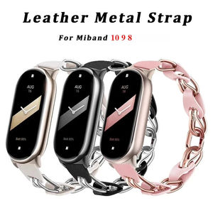 Bracelet en cuir et métal Upro Fashion pour femme, bracelet à ajustement rapide pour Xiaomi Mi Band 10 9 8, bracelets de montre en cuir de remplacement - Product Image 2