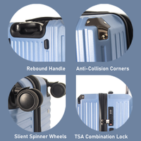 Valise légère et durable en ABS PC rigide avec roulettes silencieuses, coins anti-collision, serrure TSA, chariot de voyage élégant