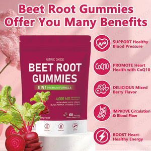 Erkekler İçin Üstün Kalp Sağlığı Pancar Çiğneme Tabletleri Takviyeleri Toplam <span class=keywords><strong>Coq10</strong></span> Üzüm Çekirdeği Nitrik Oksit Yetişkinlere Uygun Pancar Kökü Jelibonları - Product Image 4