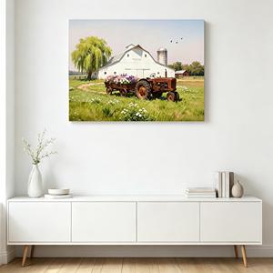 Juego de 2 Cuadros Decorativos LED Estilo Rústico con Tractor Vintage y Granero Navideño, Decoración Campestre para Sala de Estar - Product Image 6