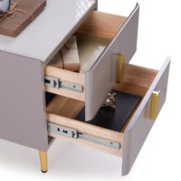 Mesa de Noche de Madera Sólida de Lujo con Acabado Natural para Dormitorio, Hotel y Espacios Interiores Premium