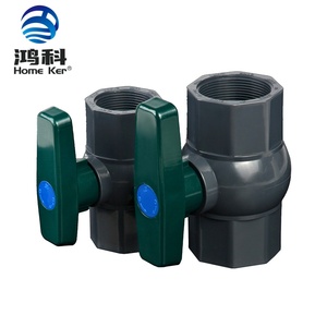 Válvula de bola octogonal de PVC HongKe <span class=keywords><strong>Jordan</strong></span> con nuevo mango verde profundo y conexión de rosca de cuerpo gris profundo - Product Image 4