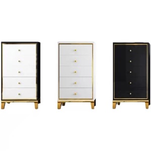 Gran oferta, cómoda de alto brillo, dormitorio, 5 cajones, armario de almacenamiento para sala de estar, cajón de pecho blanco <span class=keywords><strong>y</strong></span> negro - Product Image 1