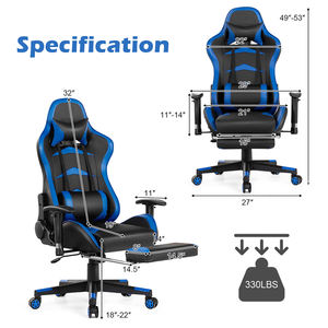 <span class=keywords><strong>Silla</strong></span> Ergonómica Reclinable Ajustable de Piel Sintética Giratoria para Juegos de PC con Reposapiés, Suministro del Fabricante AJUNION - Product Image 5