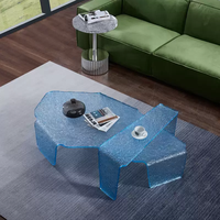 Ensemble table basse en acrylique à motif de pierre bleue moderne et contemporain Mobilier de salon modulaire décoratif pour salon et maison