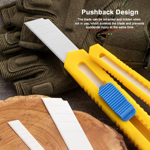 Yellow Plastic Handle Utility <b>Knife</b> 9mm Snap-off Blade, Slide Open Design Box Cutter with 1 High Carbon Steel Blades Included - Product Image 2