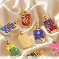Liontin Enamel Kartu Tarot |   Liontin Baja Anti Karat Lapis Emas PVD untuk Kalung DIY |   Tahan Air, Hipoalergenik & Tidak Luntur