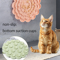 HomyPawz Produk Hewan Peliharaan Murah Musiman Alas Jilat Anjing Motif Bunga Pink Piring Silikon Kucing dengan Suction Cup untuk Perawatan