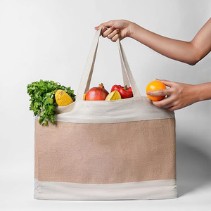 Eco-Friendly School Travel Shopping Beach Women Reusable Canvas Tote Large Capacity Jute Bag With <b>Wallet</b> - Product Image 6