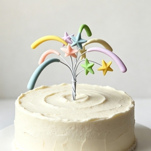 DIY Colorful Firework <b>Cake</b> <b>Topper</b> PVC Soft Glue Decor Ornament for <b>Birthday</b> Christmas New Year Party Celebration <b>Cake</b> Decoration - Product Image 2