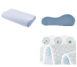 Chỉnh hình cổ tử cung Ergonomic đầu Bộ nhớ bọt sóng gối băng lụa tre bìa hoa hình học lá đường viền giường cổ gối - Product Image 2