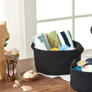 Schreibtischdekor-Set bestehend aus 3 kleinen niedlichen runden Katzenohren Baumwollseil-Baby-Kinderzimmer-Korb zum Organisieren von Kinderspielzeug