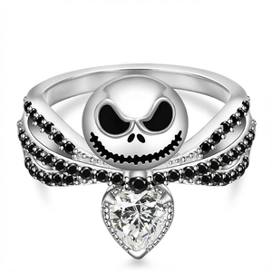 ORIGINAL Silver Plated Heart Cluster <b>Rings</b> Vintage <b>Gothic</b> <b>Mens</b> Jewelry Rhinestone Crystal Accent Party Gift - Product Image 1