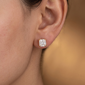 Pendientes de Diamante Cultivado en Laboratorio con Corte Esmeralda Avanzado, con Cierre de Rosca, Solitarios, Personalizados, en Oro Blanco de 18K, para Boda - Product Image 2