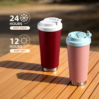 Tasses de voyage isothermes en acier inoxydable personnalisées, classiques et colorées, pour le camping, avec couvercle, isolation thermique, sans BPA